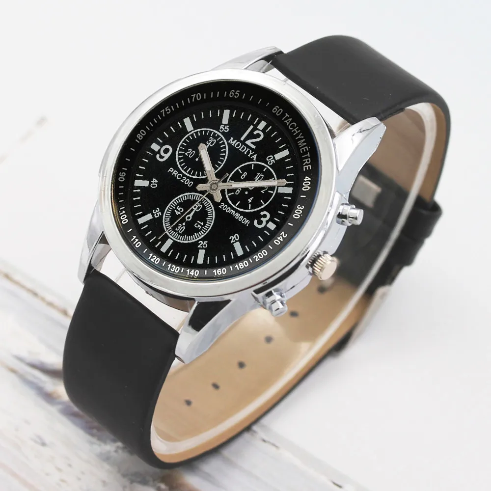 

Three Eye Men Watches Quartz Men's Watch Blue Glass Belt Watch Men Clock 2019 Relogios Masculino erkek kol saati zegarek Q