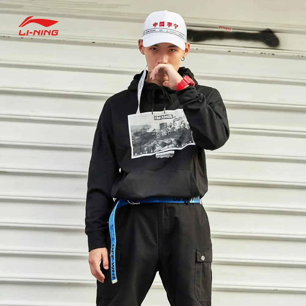 Li-Ning, мужская баскетбольная Толстовка BAD FIVE, 82% хлопок, 18% полиэстер, свитер, обычная посадка, пальто, подкладка, спортивные топы AWDN335 MWW1427