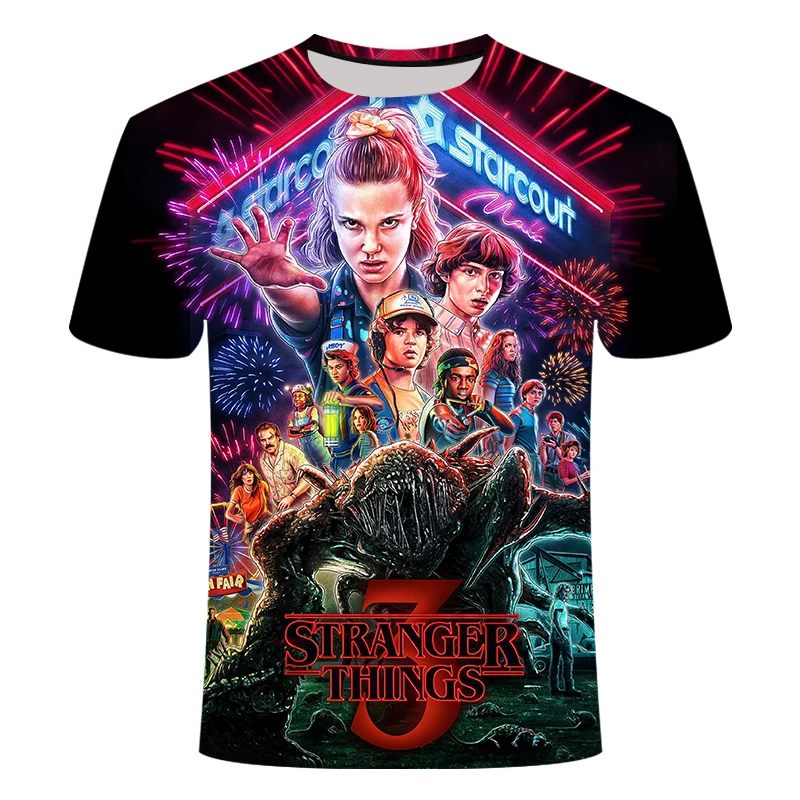 Stranger Things 3 Print T Shirt Men Boys Short Tops TV Series T-shirt Boy Gym T-shirt 2021 _ - Mobile