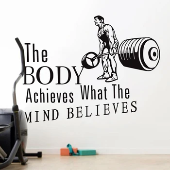 

Fitness Decal Gym Barbell Sticker Body-building Posters Vinyl Wall Decals Mural Fitness Crossfit Decal Muscle Gym Sticker