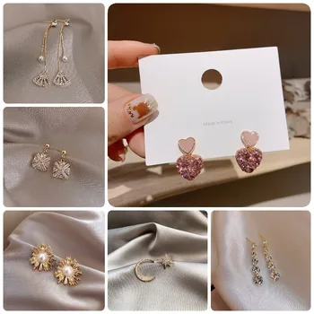 

CHUHAN New Super Fairy Air Sulong Temperament Pearl Earrings with Stars Moon Earrings Women Ladies Jewelry