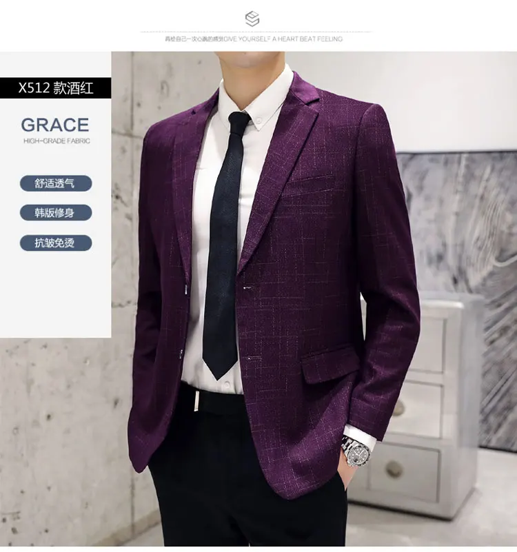 FourSeasons New Large Size Breathable Contrast Color Casual Fashion Business Suit Gentleman British Style Comfortable Men Blazer