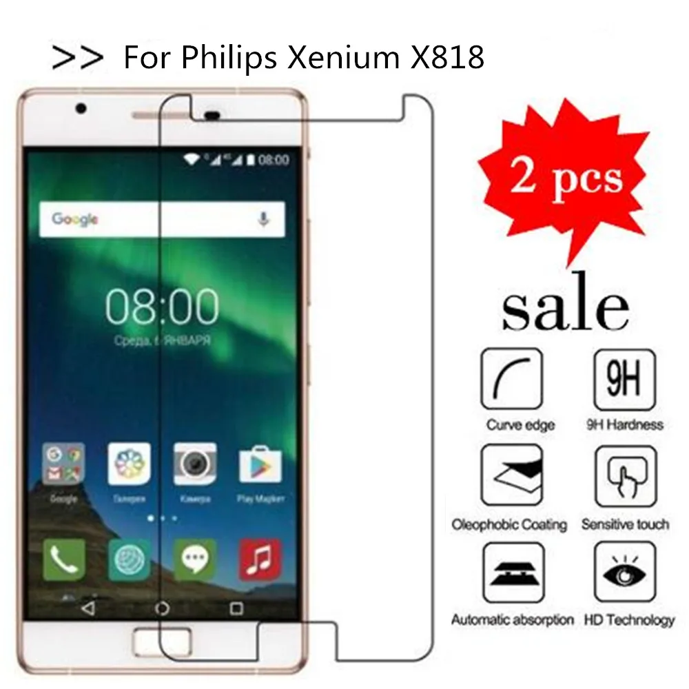 Закаленное стекло 9H для Philips Xenium X818 Высококачественная защитная пленка