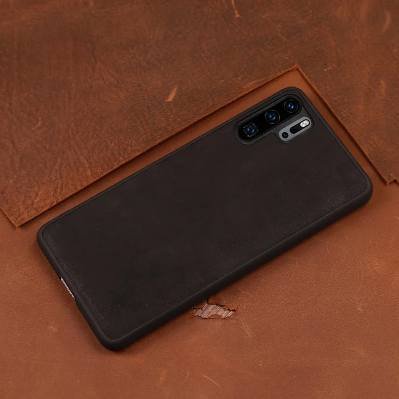 Black Чехол для телефона из воловьей кожи для huawei P20 P30 lite mate 10 20 Pro Y9 P smart чехол Crazy Horse для Honor 8X9 10 20 lite чехол - Цвет: Black