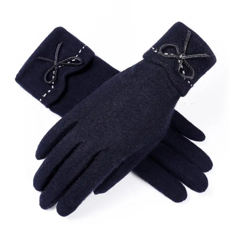 YRRETY новые зимние осенние новые модные женские перчатки с кнопками, кашемировые стеганые перчатки, теплые элегантные варежки для взрослых - Цвет: New 2 Dark blue