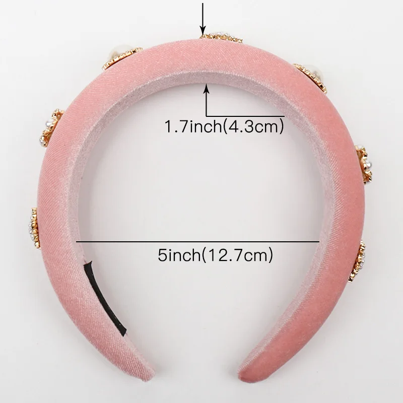 Oaoleer Hair Accessories Velvet Pearls Headband for Women Solid Color Sponge Crystal Hairband Girls Headdress