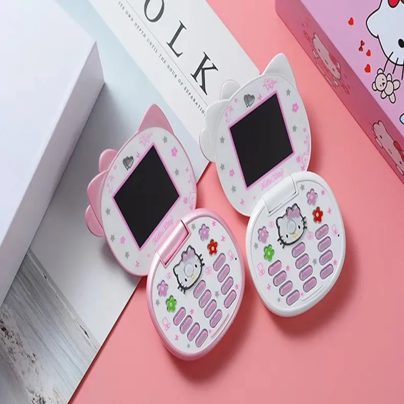 Милый мини-телефон hello kitty для девочек K688+ четырехдиапазонный флип-мобильный телефон с мультяшками разблокированный детский мини-телефон с двумя sim-картами
