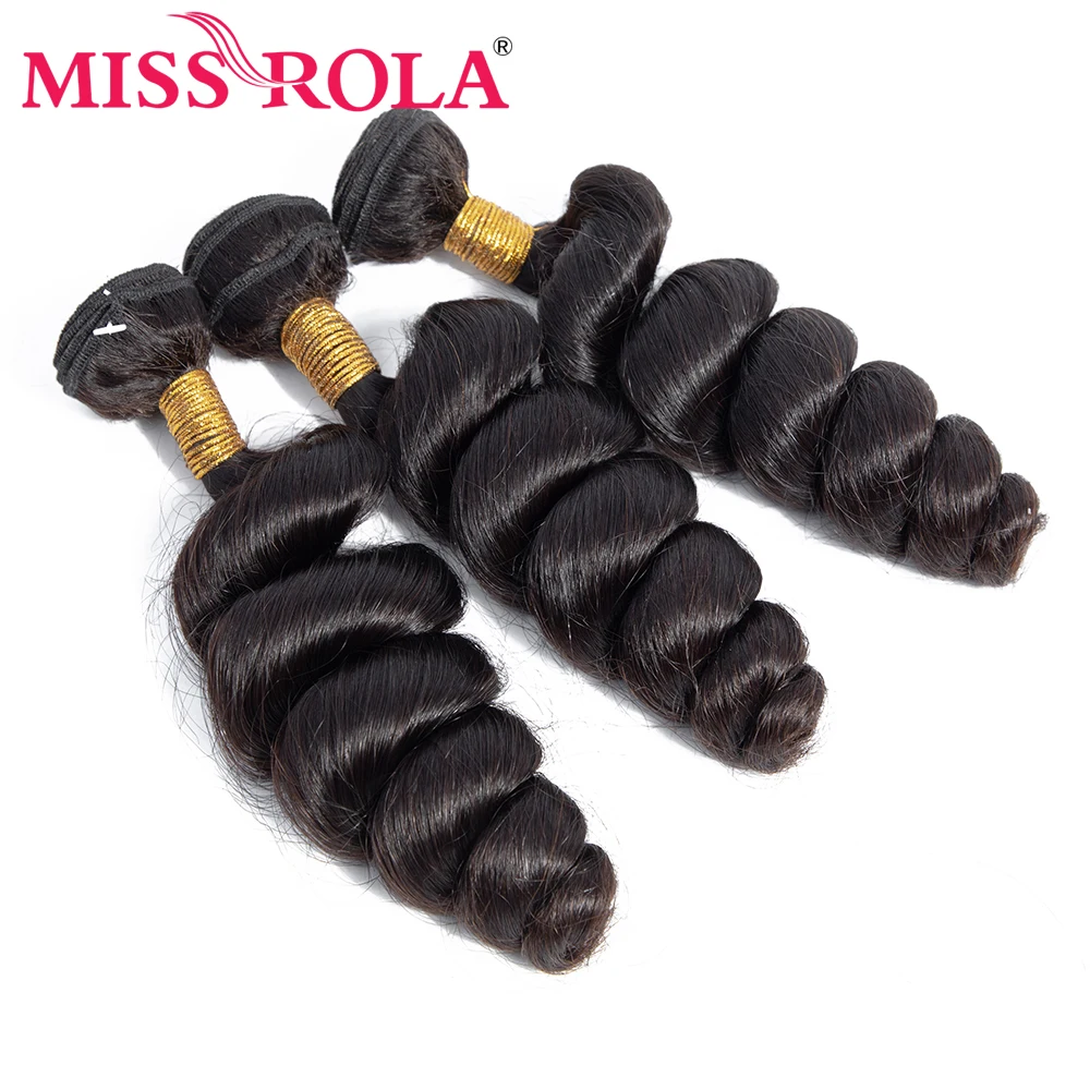 Miss Rola волосы предварительно цветные индийские свободные волны 4 пучка с закрытием не Реми человеческих волос Расширение# 1B натуральный черный
