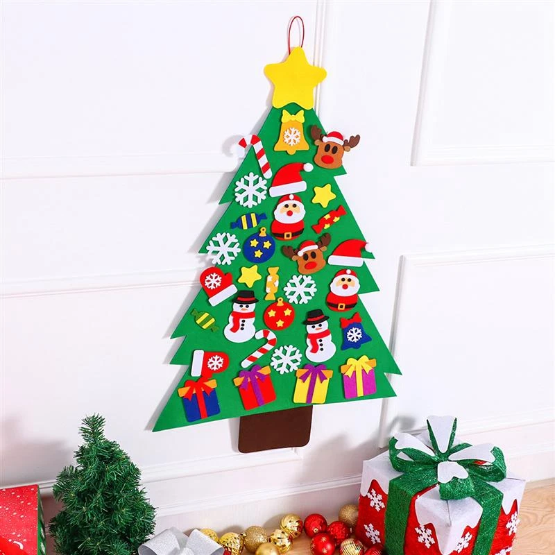 31Pcs/ Set DIY Christmas Tree Magic Felt Creative Jigsaw Puzzle Toy for Festival Party Christmas Gift for Children DIY