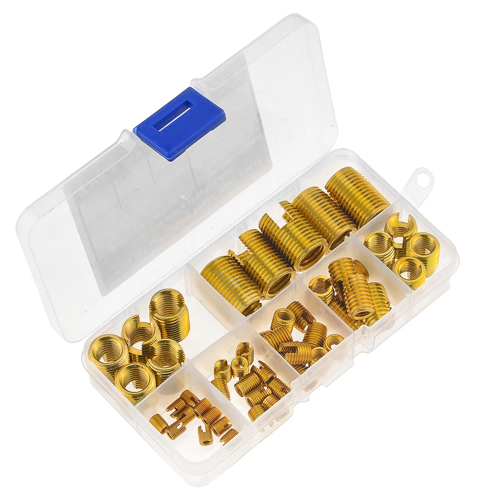 50Pcs/Box M3-M12 M4 M5 M6 M8 M10 Carbon Steel Thread Repair Insert Self Tapping Slotted Combination Set Assortment | Обустройство