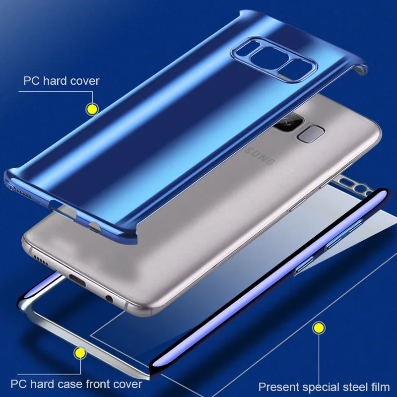 360 полноградусный противоударный чехол для телефона Samsung Galaxy S8 S9 Plus покрытие зеркальная задняя крышка защитный чехол для телефона чехол