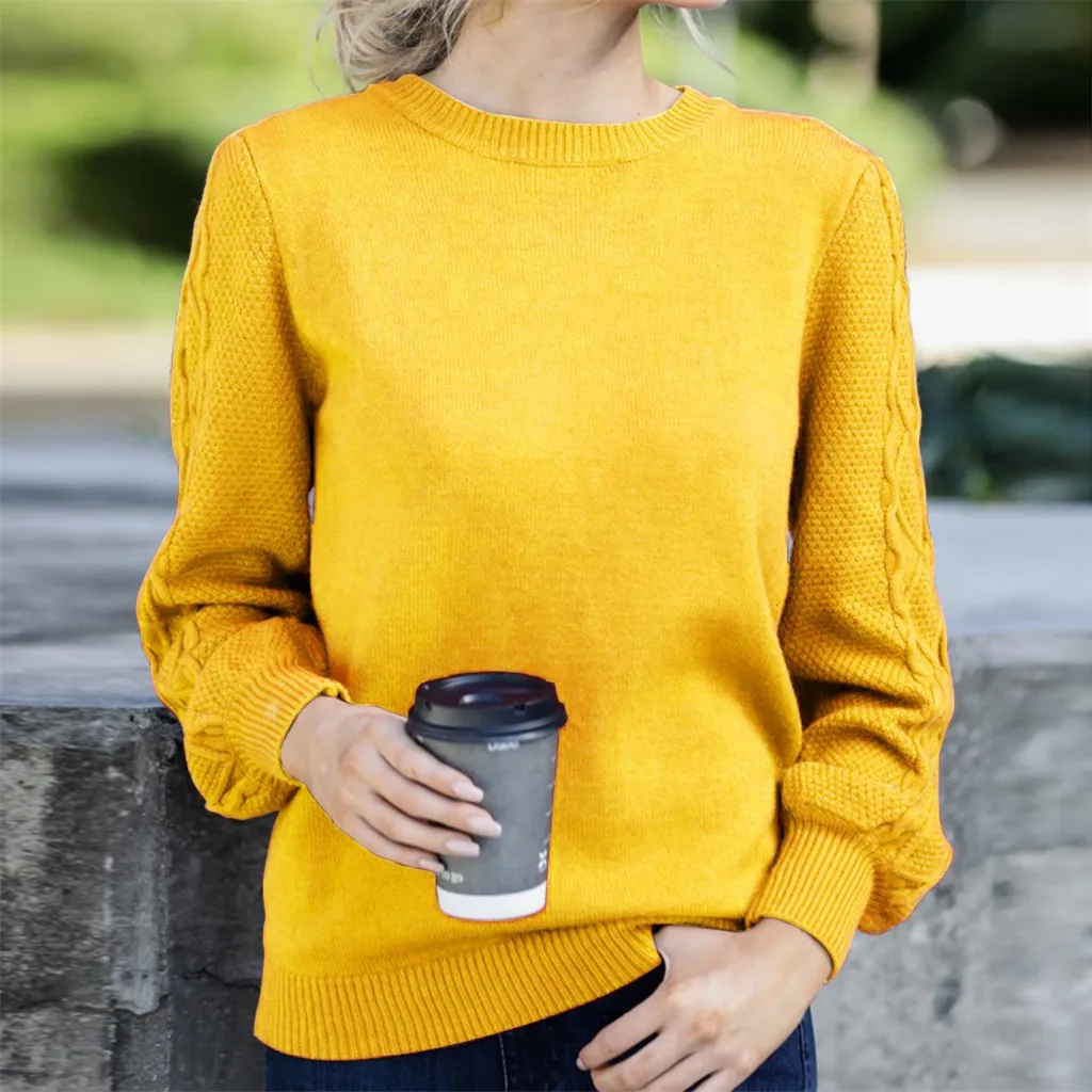 Women Sweater Plus Size Womens Solid O-Neck Long Sleeve Pullover Geometric Knit Batwing Wear Casual Loose Top #45 | Женская одежда