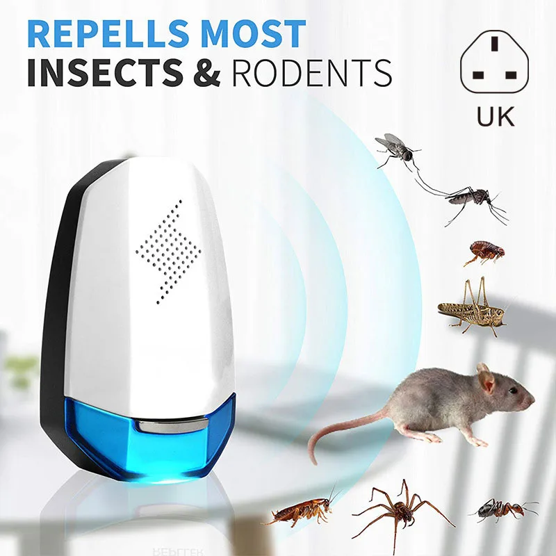 UK Plug Ultrasonic Repellent Mosquitoes Insect Killer for Cockroaches Mice Rats Ants Bugs Flies MYDING - Цвет: UK Plug