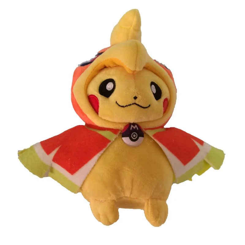Takara Tomy Pokemon Plush 20cm Pikachu Cosplay Toy Smile Pikachu Cosplay Mega Ho-Oh Stuffed Dolls