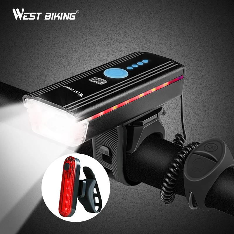 WEST BIKING Bike Light Induction Front Light Cycling Bicycle USB Charging Warning Flashlight Handlebar Torch With Bell Head Lamp
WEST BIKING Bike Light Induction Front Light Cycling Bicycle USB Charging Warning Flashlight Handlebar Torch With Bell Head Lamp