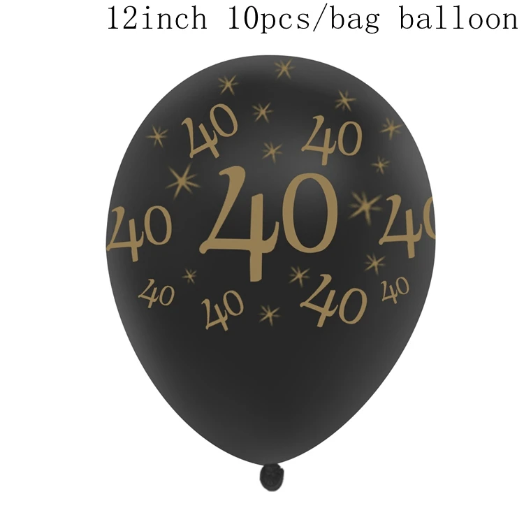 40 Black balloon Huiran 15 шт. шары на день рождения 30 40 50 украшения на день рождения 30th 40th 50th Декор на день рождения Юбилей шары - Цвет: 40 Black balloon