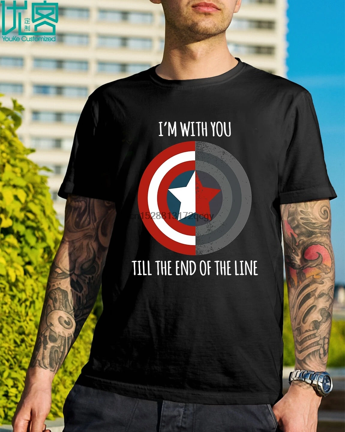 

Brand Captain America Im With You Till The End Of The Line T-Shirt 2020 Summer Men Short Sleeve T-Shirt