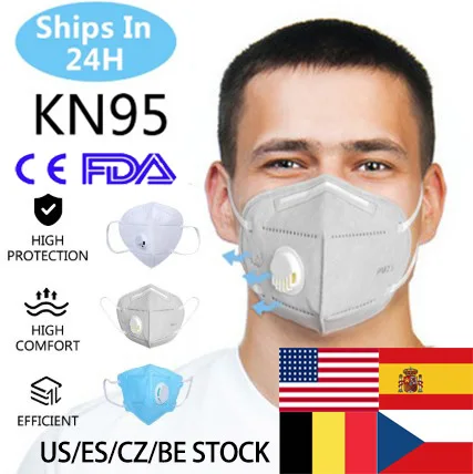 

5/10/20/50pcs KN95 Valve Mask 5 Layer Flu Anti Fog N95 Protective Masks ffp2 Respirator PM2.5 Safety Same As KF94 FFP3