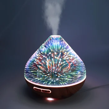 

3D Firework Glass Air Humidifier with 7Color Led Night Light Aroma Essential Oil Silent Diffuser Ultrasonic Timing Humidifier