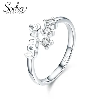 

Sodrov Love Ring Genuine 925 Sterling Silver Open Engagement Jewelry for women HR033