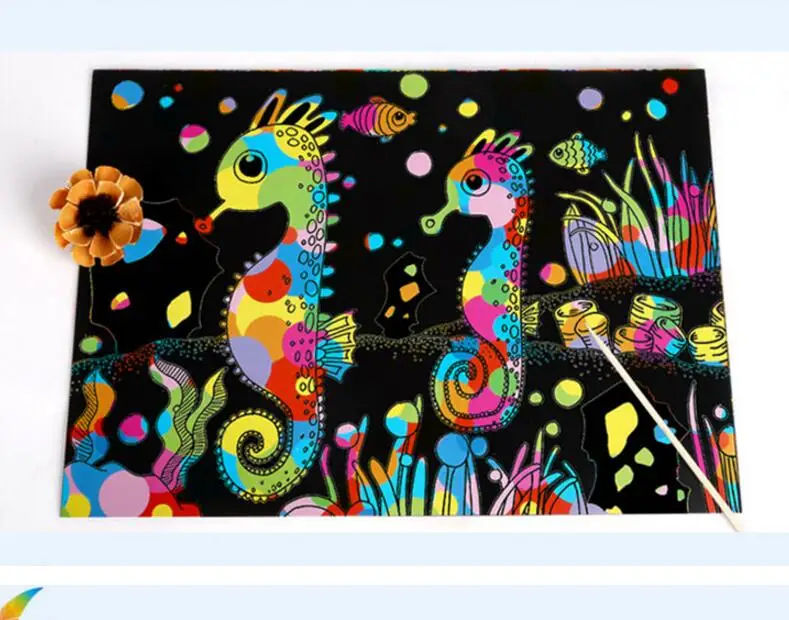 10 шт./партия, волшебная цветная бумага для скретч Арта картинки-раскраски, игрушки для рисования, для детей, креативный образовательный подарок ZXH