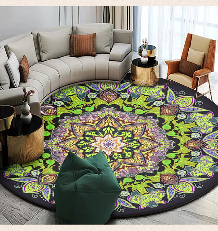 

Bohemian Psychedelic Carpet Square Anti-Skid Area Floor Mat 3D Rug Non-slip Mat Dining Room Living Room Soft Bedroom Carpet 06