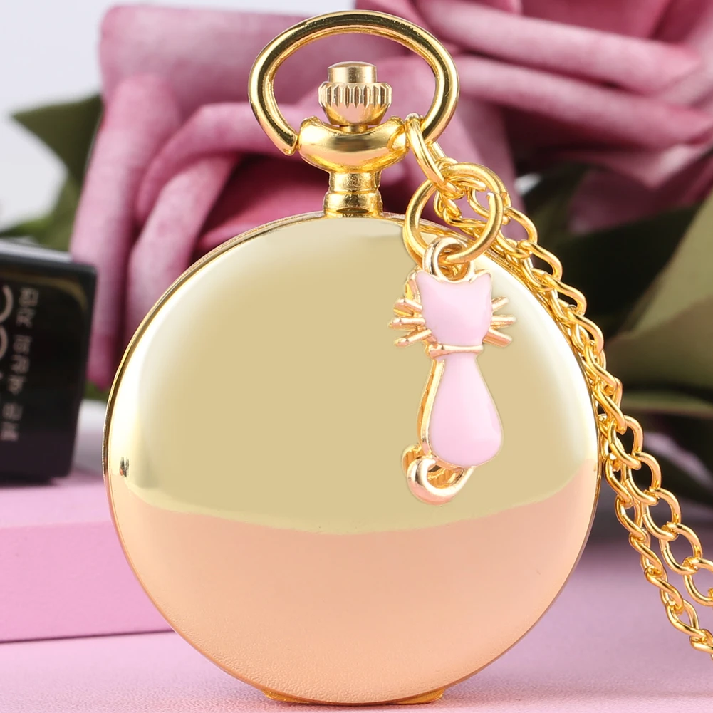 Delicate Color Diamond Case Cover Pocket Watch Girls Sailor Moon Necklace Clock Female Pink Cat Accessoy 5
