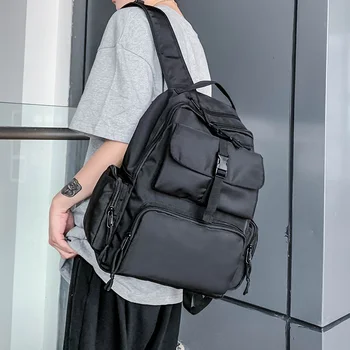 

Fashion Casual Backpack High Capacity Portable Business Solid Korean Black Softback Backpack Bolso Hombre Bags for Men DB60BB