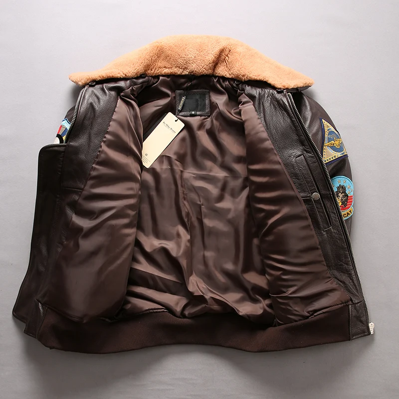 Мужская Куртка Пилота A2 Tom Cruise Top Gun Air Force Cow пальто настоящая мода мульти-ярлык Толстая воловья кожа зимние Русские Пальто