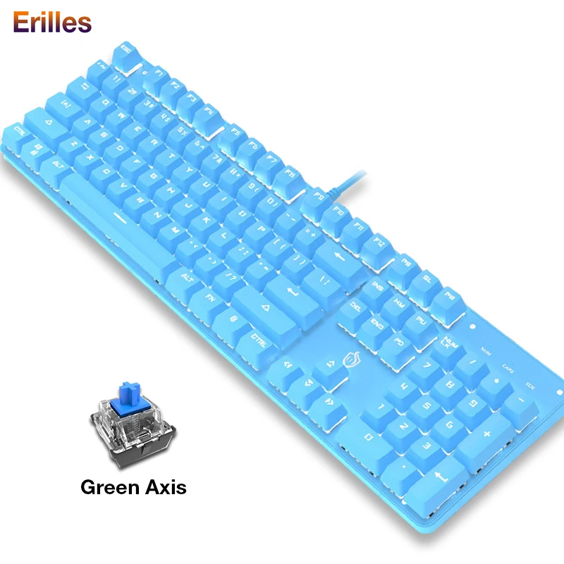 

Mechanical Keyboard USB Wired 104 Keys LED Keypads for PC Laptop Gaming Keyboards Punk Style Girl Pink Blue Keyboard Desktop