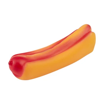 

Pet Dog Red Light Brown Vinyl Rubber Hot-dog Squeeze Squeak Toy