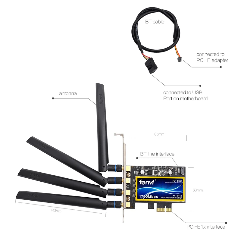 Fenvi T919 для Mac OS PC PCI WiFi карта непрерывности Handoff BCM94360CD нативный Аэропорт WiFi BT 4,0 1750 Мбит/с 5 ГГц/2,4 ГГц WLAN PCI-E