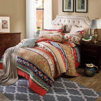 

Bohemia Retro Printing Bedding Vintage Floral Duvet Cover set Soft Brushed Cotton Boho Bedding Set Comforter Cover Bed Sheet set