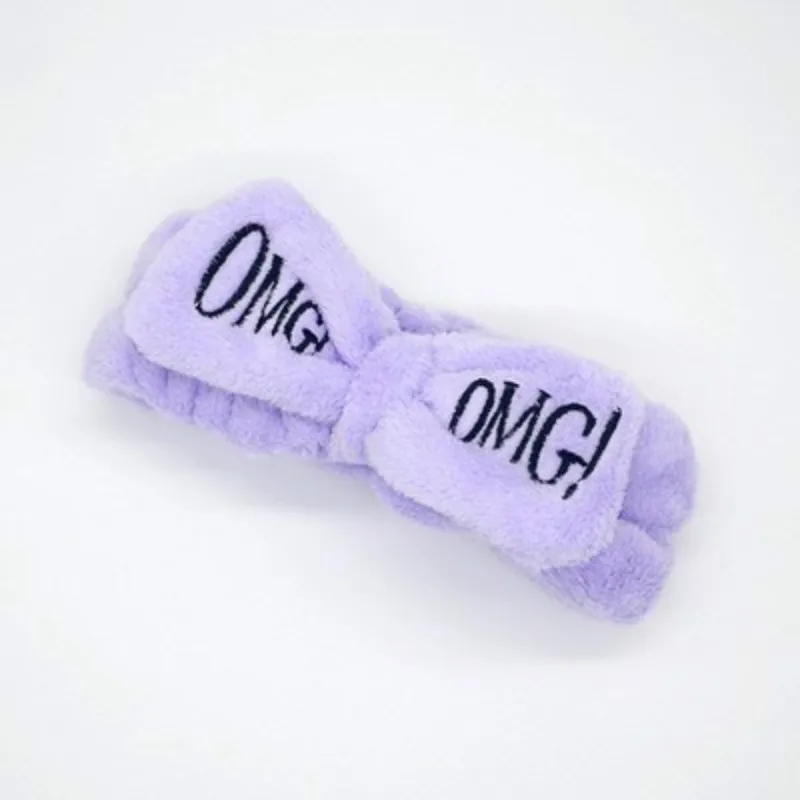 L-Dark purple Модная повязка на голову OMG из кораллового флиса, мягкие повязки на голову с бантом для женщин, милая повязка на голову для мытья волос, повязки на голову, аксессуары для волос - Цвет: L-Dark purple