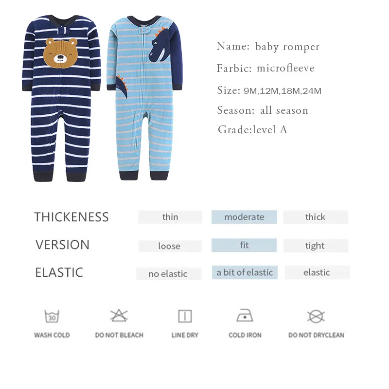 Baby Jumpsuit Cotton  New Autumn Baby Girls Clothes Winter Newborn Rompers With Zippers Children Fleece Jumpsuit Cute Long Sleeve Boys Infants 9-24m bright baby bodysuits	