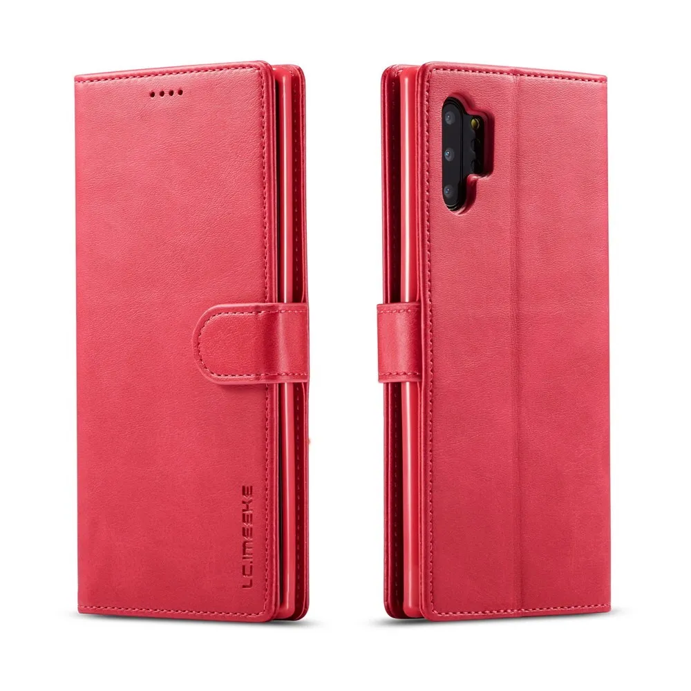 Флип кожаный Кошелёк на магните чехол для samsung Galaxy Note 10 Plus слот для карт чехол для samsung Galaxy S10 S9 S8 Plus Note 8 9 чехлы - Цвет: Red