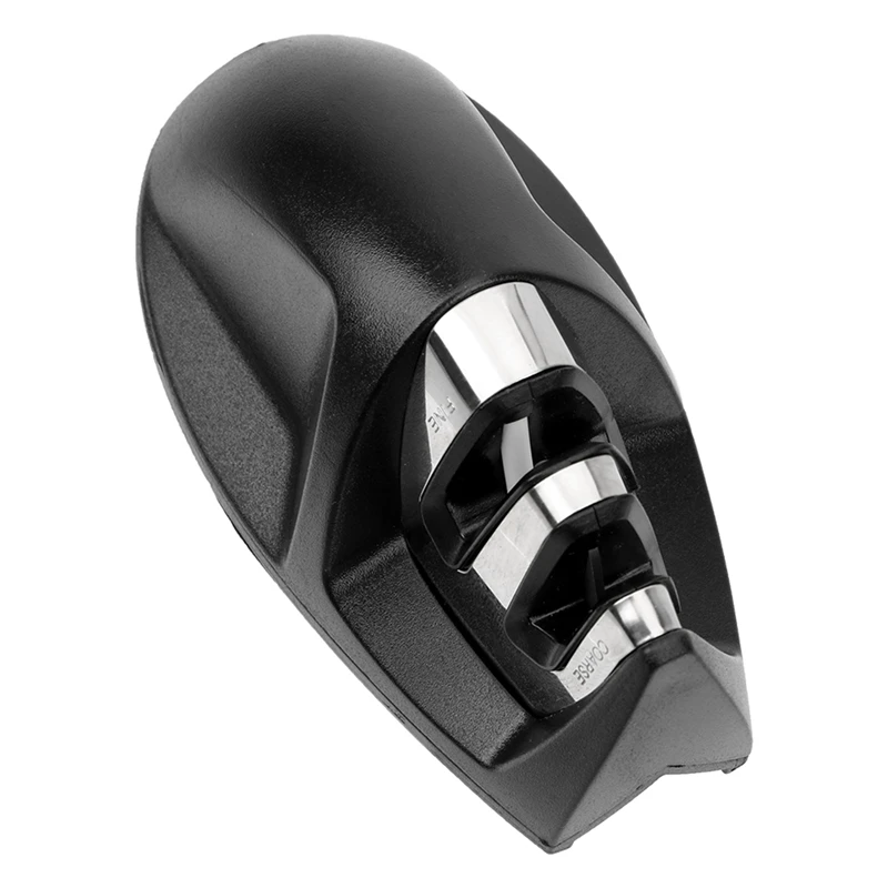 Portable 2-Stage Knife Sharpener Kitchen Sharpener With Comfortable Non-Slip Grip, Kitchen Accessories Black