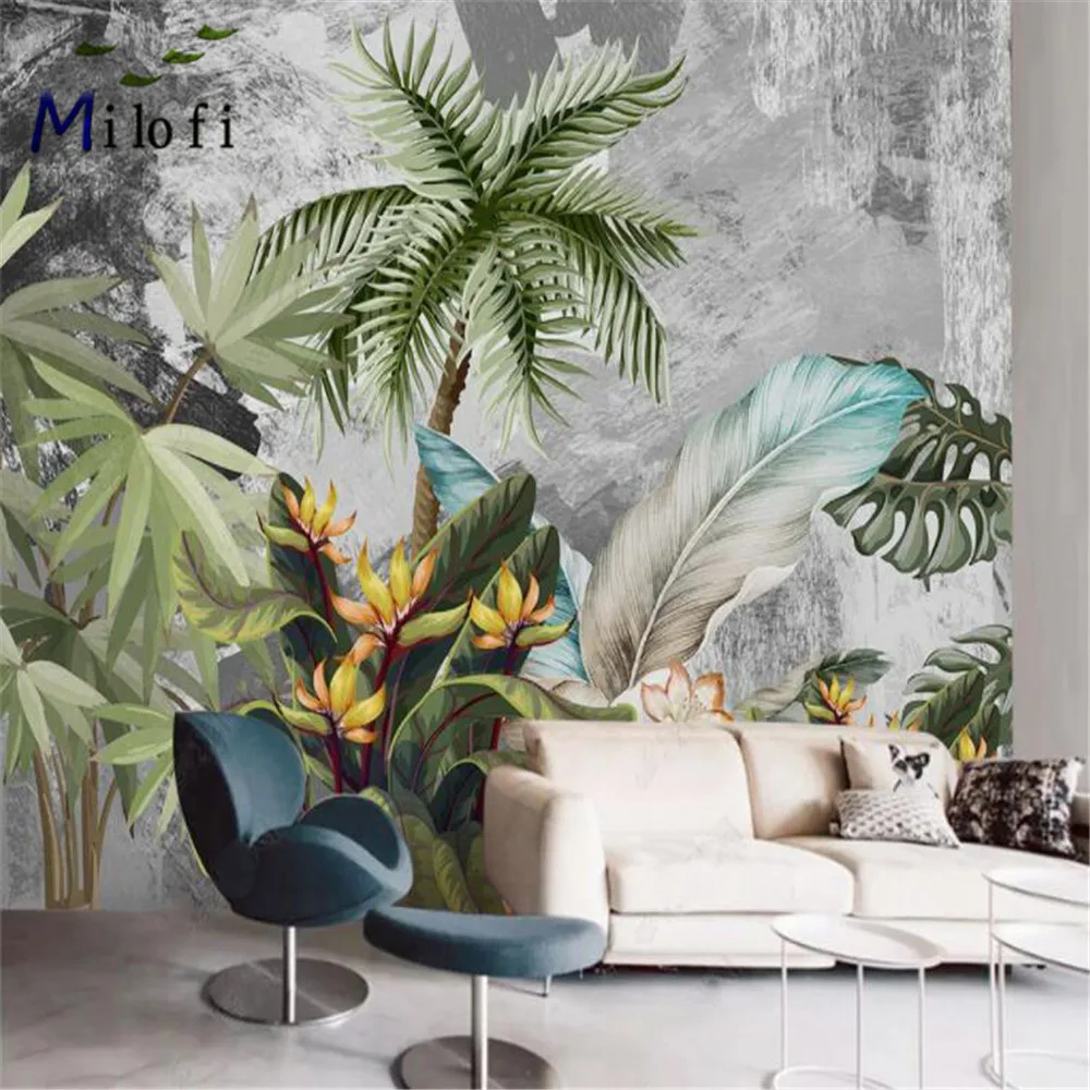 

3D фотообои Milofi на заказ, в скандинавском стиле, с изображением листьев, для спальни, гостиной