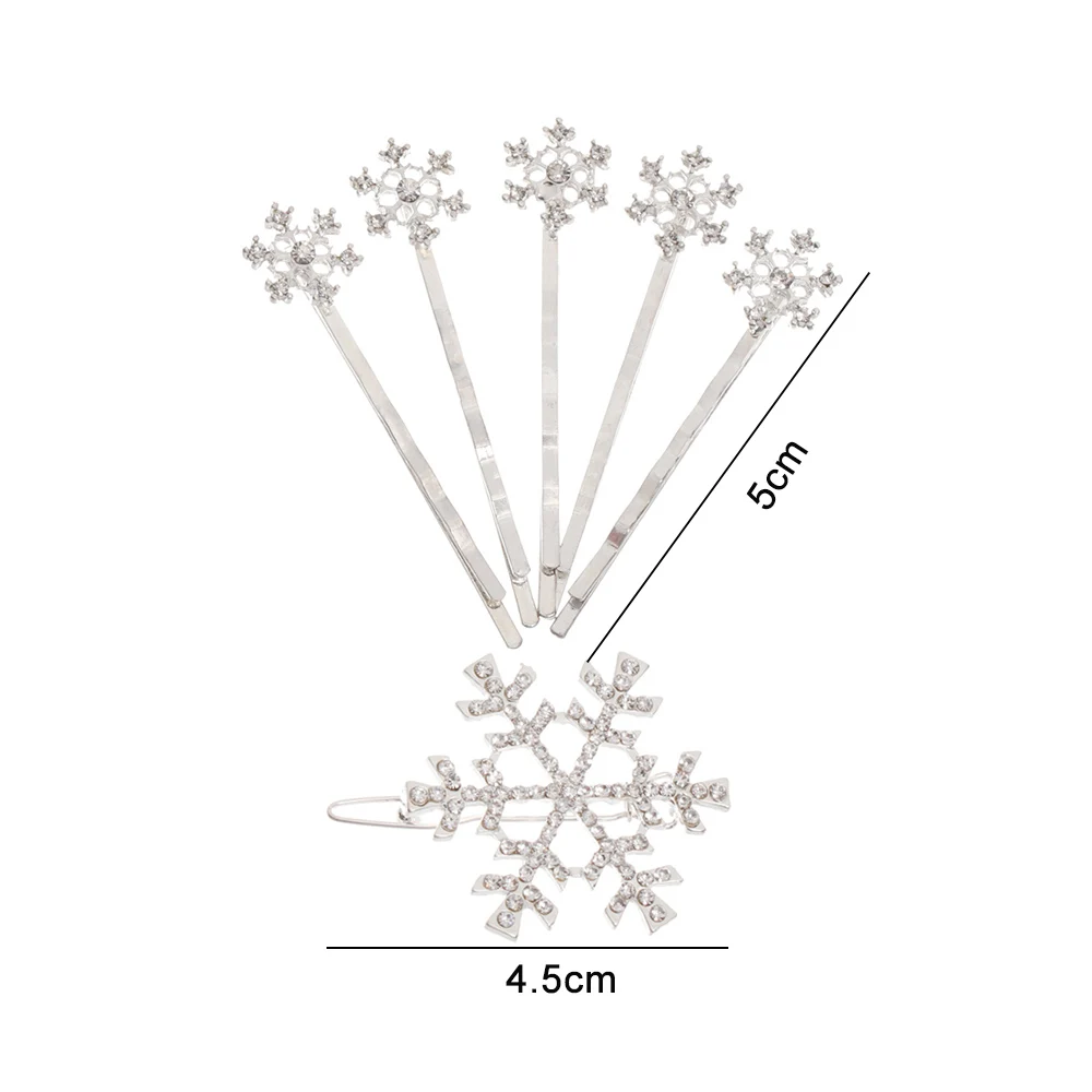 6 шт./компл. для девочек Свадебные украшения Рождественские Заколки для волос; платье принцессы со стразами Шпилька-Снежинка блестящие стразы для волос Инструменты для укладки волос на Рождество