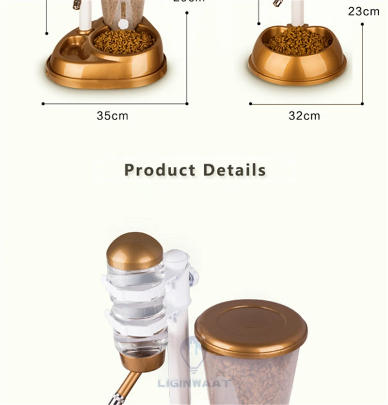 Автоматическая кормушка для домашних кошек и собак двойного назначения с водяным фонтаном, ведро для еды большой емкости и диспенсер для бутылок для собак и кошек