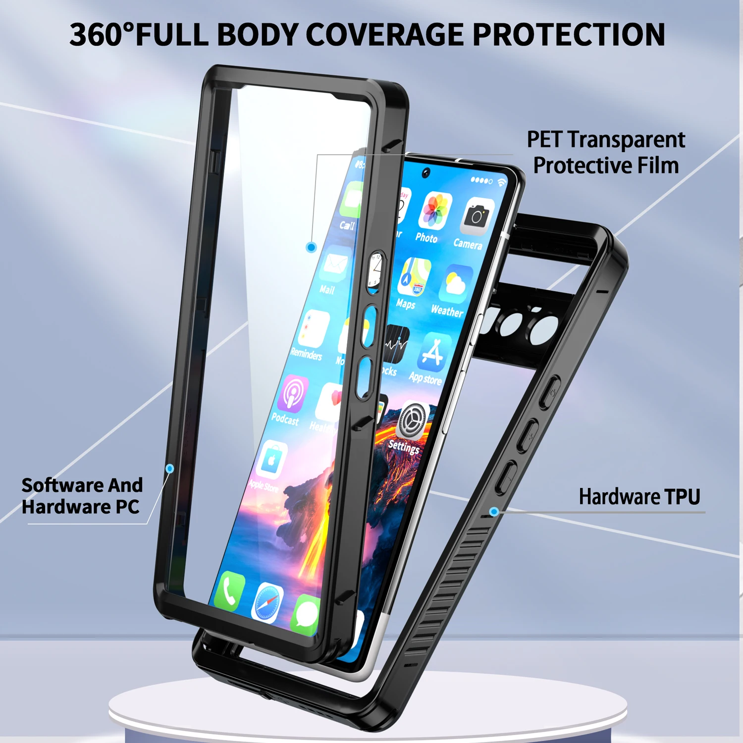 Estojo Impermeável para Google Pixel Pro 360 Capas de Proteção Completas Tampa Traseira em Pet Transparente Ultrafina 7a e 6a Nível Ip68 - Image 4