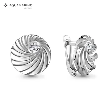 

AQUAMARINE earrings with cubic zirconia, silver 925