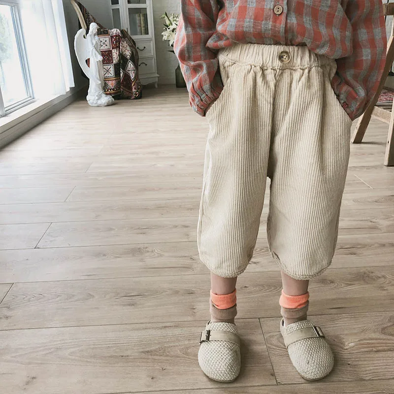 Zmbaby2019 Autumn New Style Girls Corduroy Wide-Leg 9 Pants BOY'S Pants