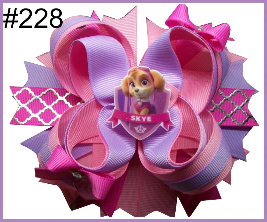 free shipping A.B.C.D.E 500pcs 5.5'' inspired hair bows popular cartoon hair bow with lined clips boutique girl hair bows-B