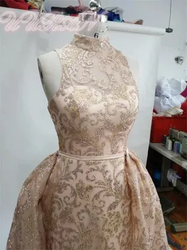 

Glitter Net Non Embroidery Mesh Lace Fabrics In Gold Colour for Nigerian Wedding Party Dress