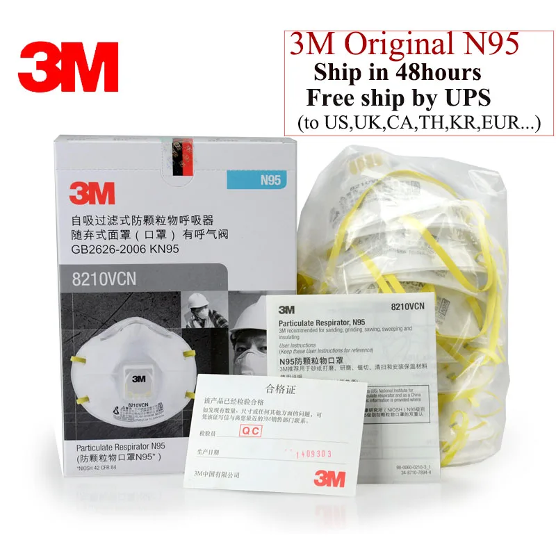 

10pcs/pack 3M 8210V N95 Masks Coolflow Valve Particles Respirator Mask PM2.5 Dust Mask Respiratory Protection brand