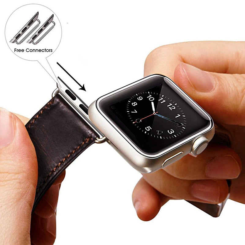 Ремешок для Apple watch 42 мм сменный Браслет из натуральной кожи 44 мм с безопасной металлической застежкой Пряжка для iwatch 5 Sport Edition коричневый