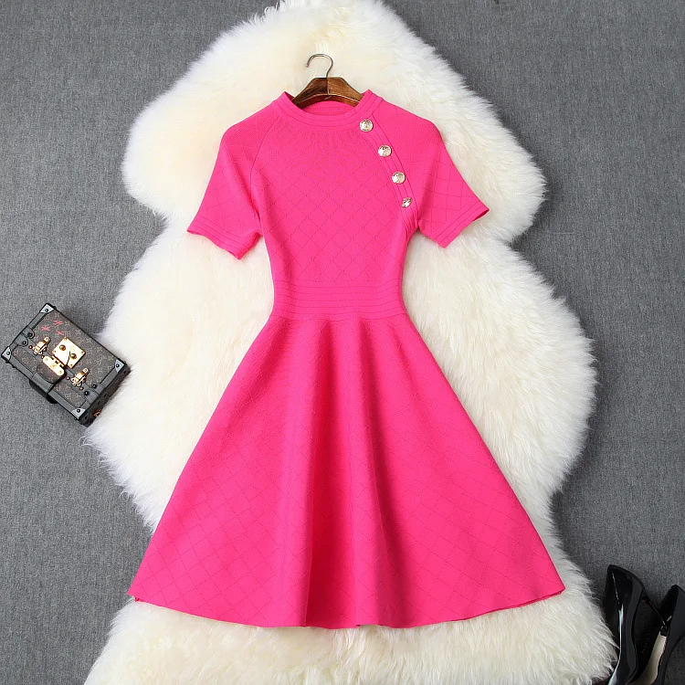 Robe Femme элегантное вязаное платье женское осеннее с круглым вырезом с коротким рукавом Chinel трикотажное ТРАПЕЦИЕВИДНОЕ ПЛАТЬЕ женское ТРАПЕЦИЕВИДНОЕ Платье-туника