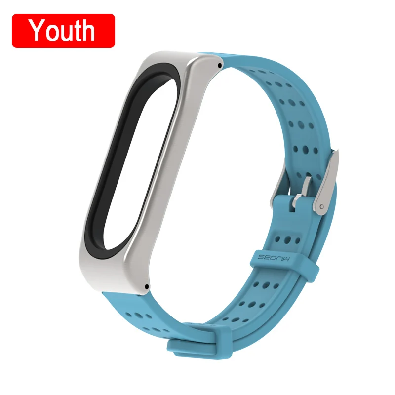 Youth Blue Mi jobs металлический ремешок для mi Band 4 ремешок Безвинтовой браслет из нержавеющей стали для Xiaomi mi ремешок 4 Металлический сменный ремешок - Цвет: Youth Blue
