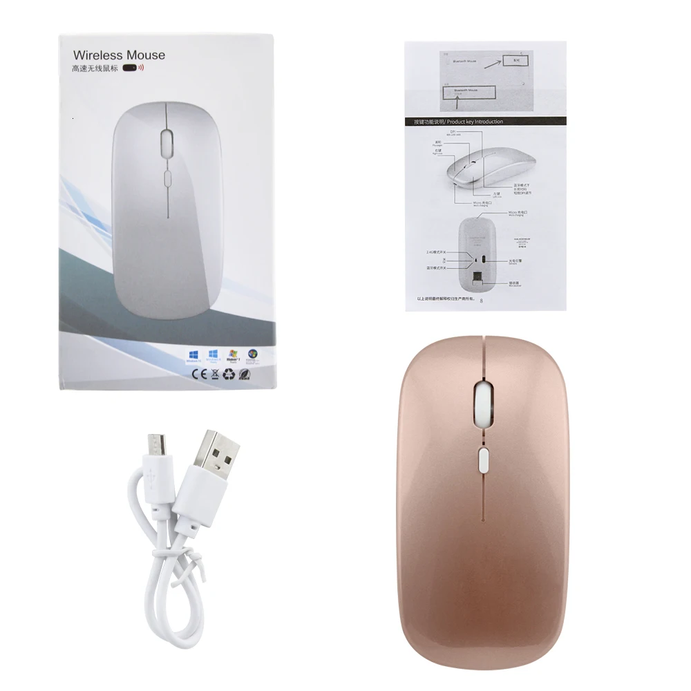 CHYI Bluetooth 5,0+ 2,4 ГГц Беспроводная Двухрежимная Usb перезаряжаемая компьютерная мышь эргономичная ультра тонкая Бесшумная оптическая мышь для ПК
